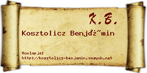 Kosztolicz Benjámin névjegykártya