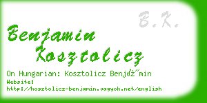 benjamin kosztolicz business card